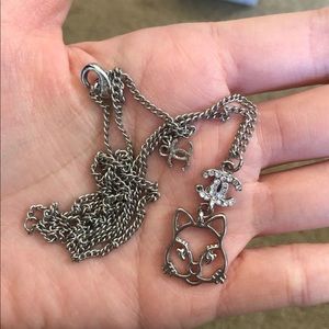 Handmade cat double c necklace